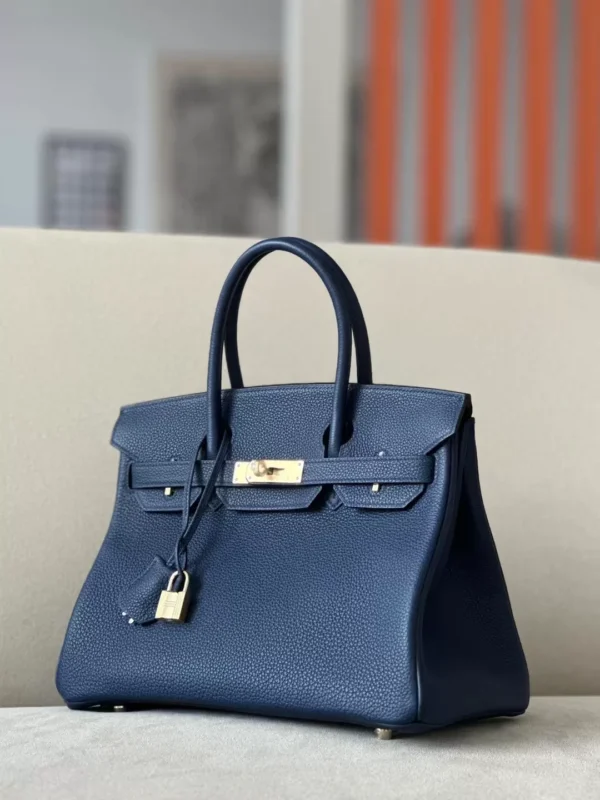 Hermès Birkin Togo 73 Gem Blue Gold Hardware 30cm Full Handmade