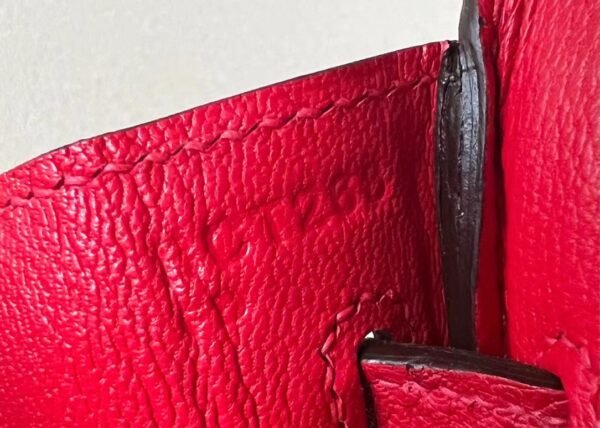 Hermes Birkin Ostrich 95 Ferrari red Silver Hardware 25cm Full Handmade