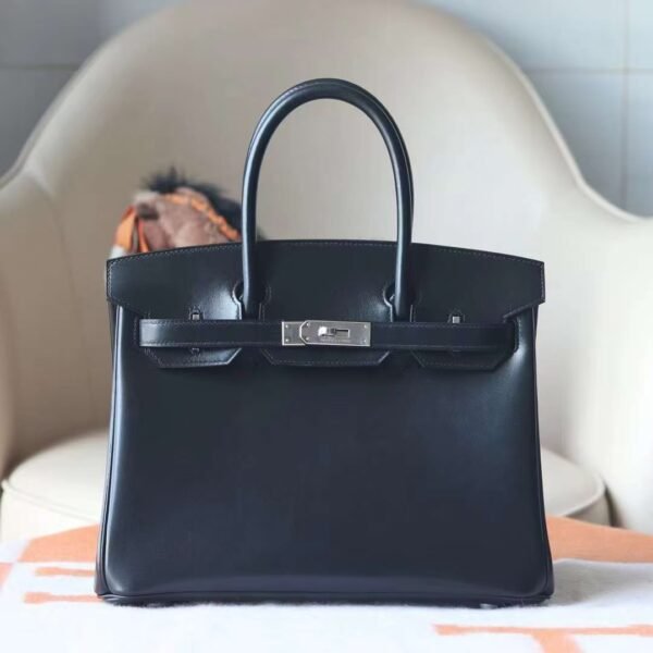 GPC Mode Birkin Box Leather CK89 Black Silver Hardware 30cm Full Handmade