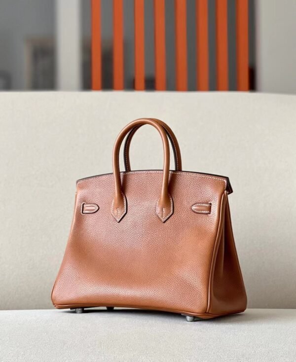 Hermes Birkin Barenia CK37 Golden Brown Silver Hardware 25cm Full Handmade