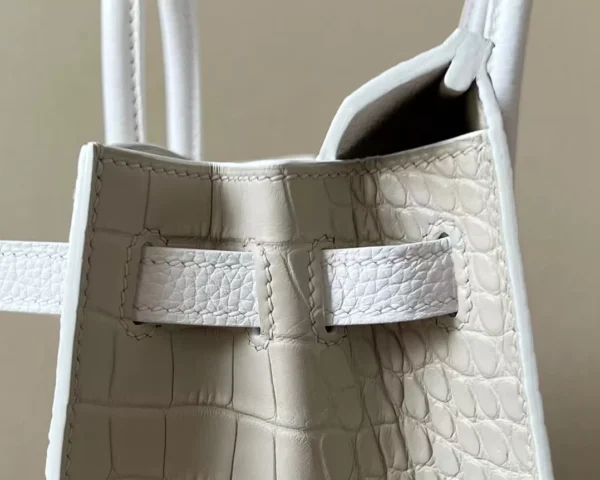 Hermès Birkin Togo & Swift & Chevre & Matte Alligator crocodile Grey white & Pure White & Light Blue Silver Hardware 20cm Full Handmade