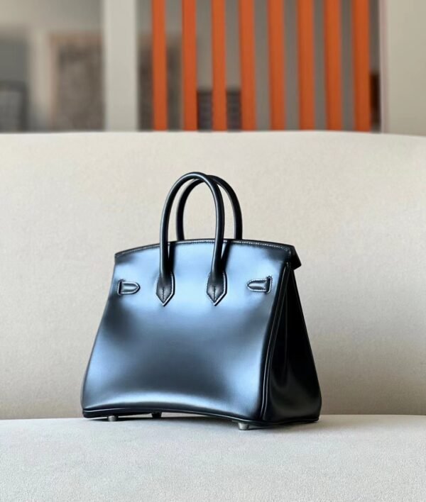 Hermes Birkin Box Black Silver Hardware 25cm Full Handmade