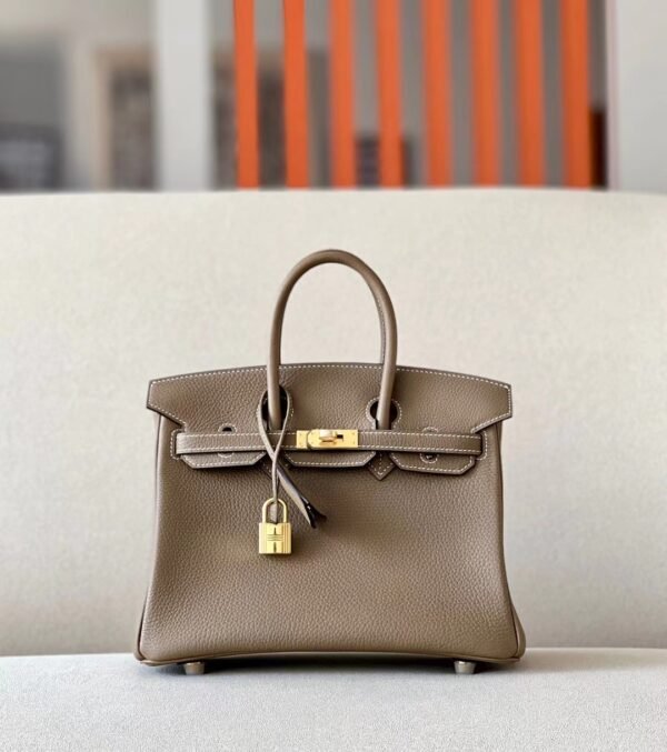 Hermes Birkin Togo CK18 Etoupe Grey Gold Hardware 25cm Full Handmade