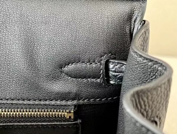 Hermes Birkin Togo & Matte Alligator CK89 Black Gold Hardware 25cm Full Handmade