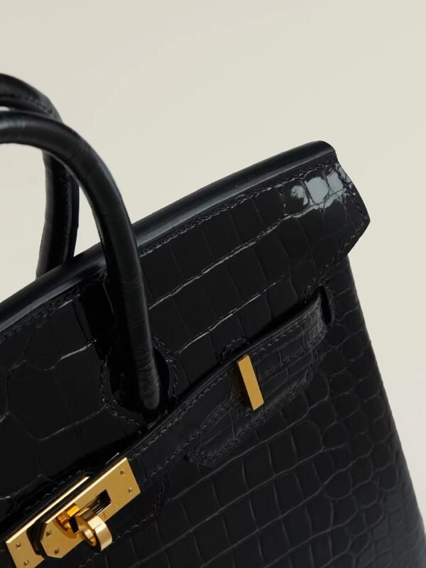 b026b3f65329a09 GPC Mode Birkin Shiny Alligator crocodile Black Gold Hardware 25cm Full Handmade