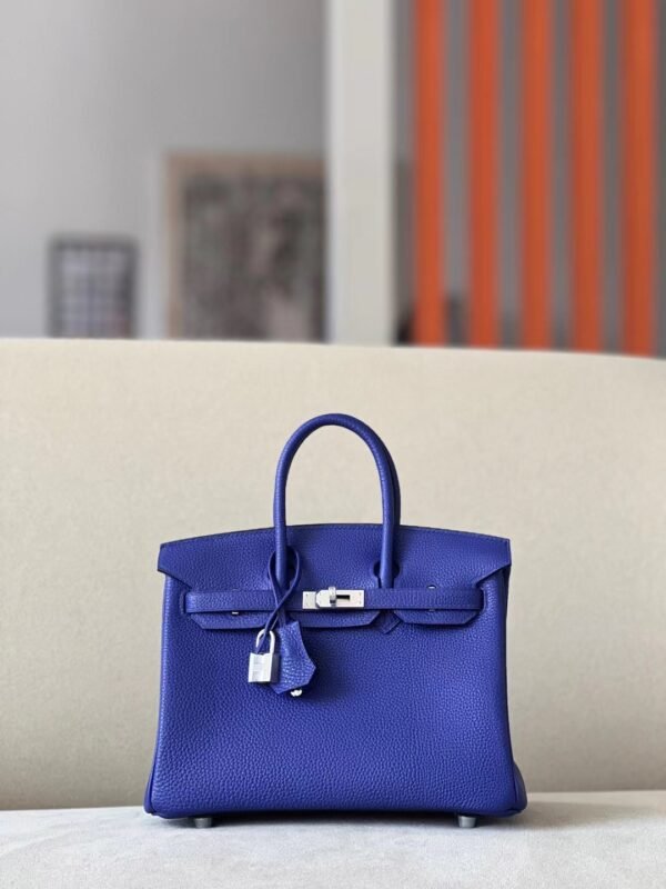 Hermès Birkin Togo 7T Bright Deep Blue Silver Hardware 25cm Full Handmade