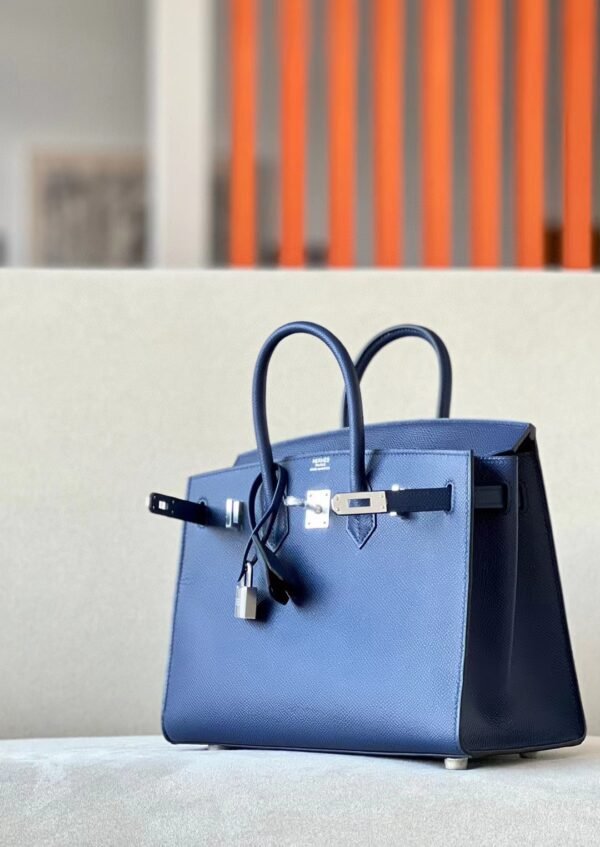 Hermès Birkin Togo 73 Gem Blue Silver Hardware 25cm Full Handmade