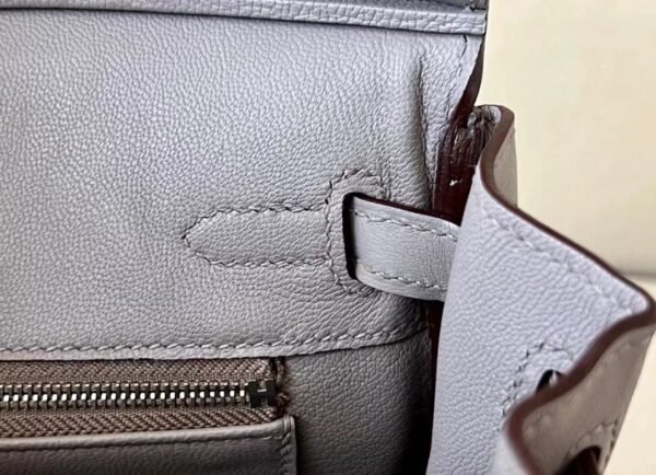 Hermes Birkin Swift 1F Grey Silver Hardware 25cm Full Handmade