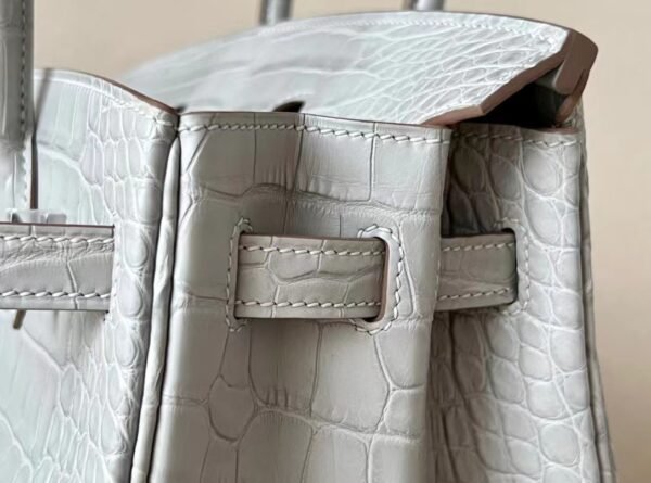 Hermes Birkin Matte Alligator crocodile 80 Pearl grey Silver Hardware 25cm Full Handmade