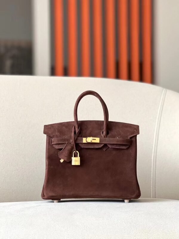 Hermes Birkin Chamois Leather Teddy brown Gold Hardware 25cm Full Handmade
