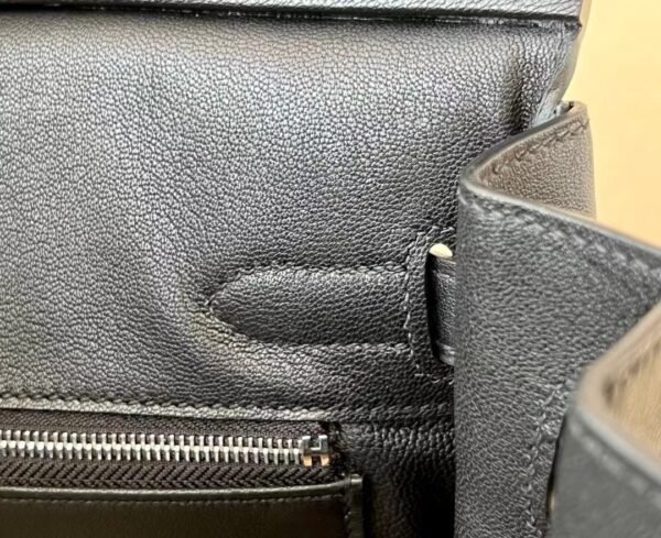 Hermès Birkin Swift & Canvas CK89 Black Silver Hardware 30cm Full Handmade