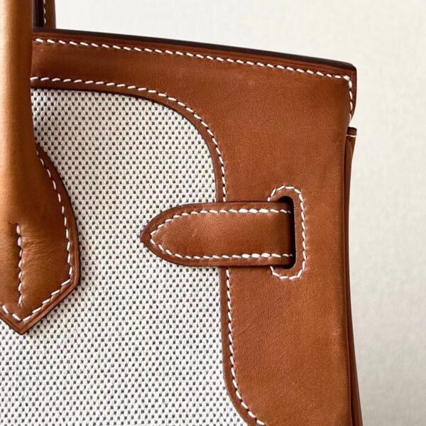 Hermes Birkin GARGO Canvas & Barenia CK37 Golden Brown Silver Hardware 30cm Full Handmade