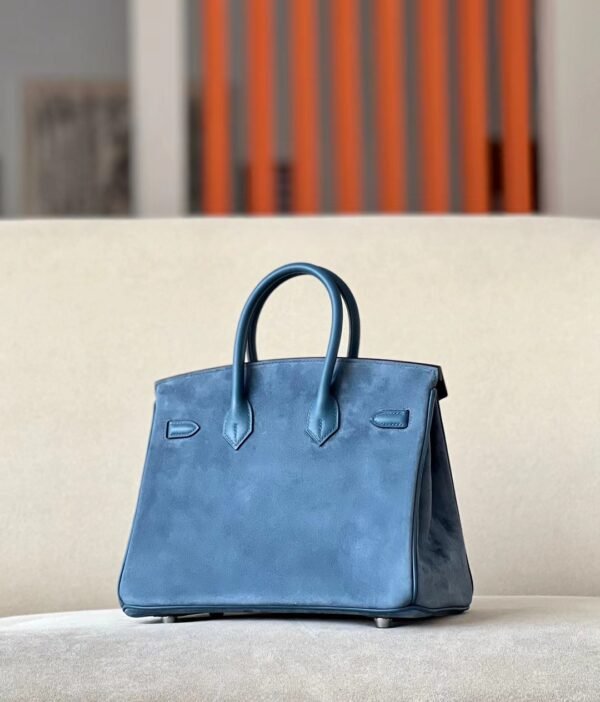 Hermes Birkin Chamois & Swift R2 Agate blue Silver Hardware 25cm Full Handmade