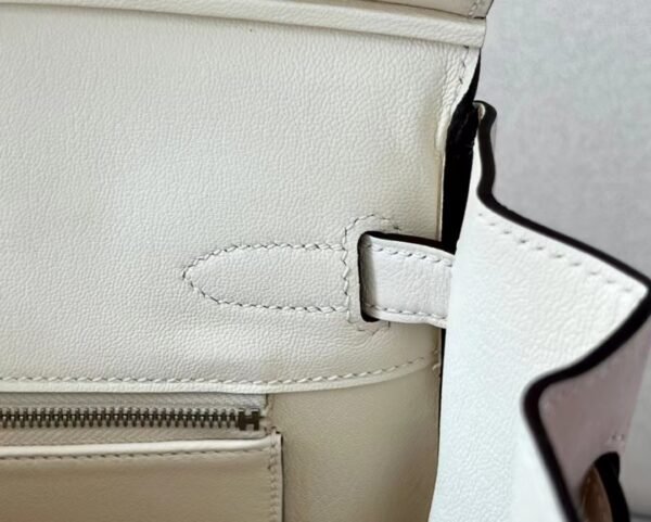 Hermès Birkin Swift & Chamois I2 Creamy White & 4W Light Purple Silver Hardware 30cm Full Handmade