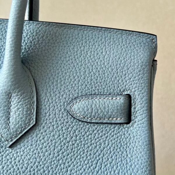 Hermes Birkin Togo J7 Linen blue & D0 Light Khaki Silver Hardware 30cm Full Handmade