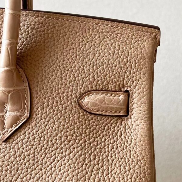 Hermes Birkin Togo & Matte Alligator crocodile OM Khaki Gold Hardware 25cm Full Handmade