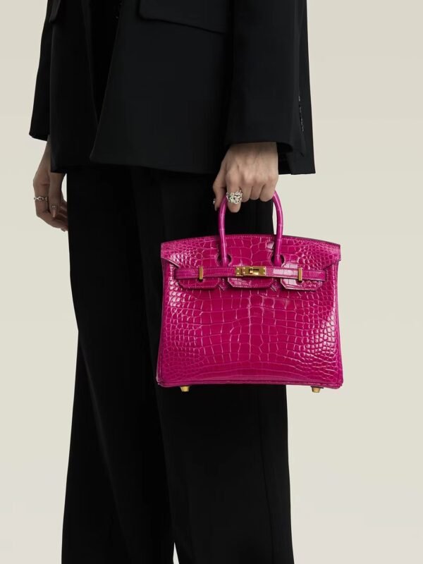 GPC Mode Birkin Shiny Alligator crocodile Violet Purple Gold Hardware 25cm Full Handmade