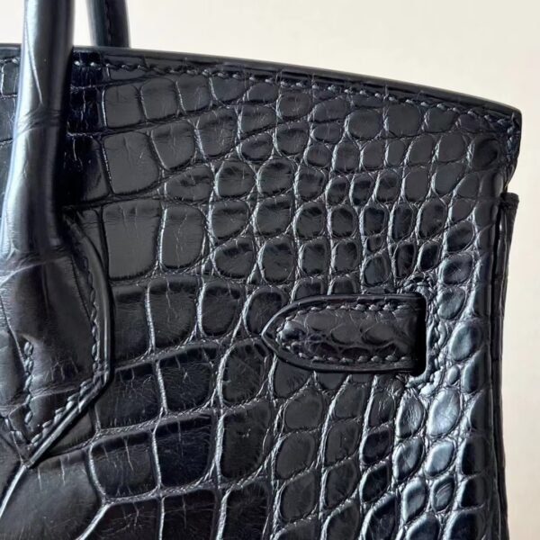 Hermes Birkin Matte Alligator crocodile CK89 Black Gold Hardware 25cm Full Handmade