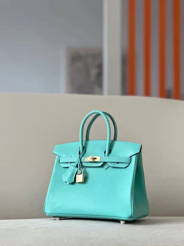 Hermès Birkin Swift 3P Macaron blue Gold Hardware 25cm Full Handmade