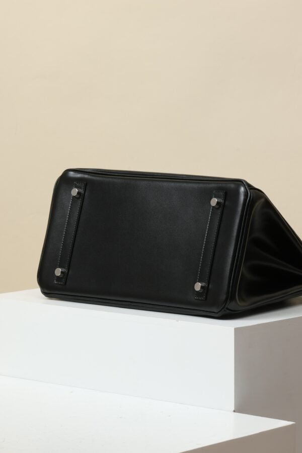 GPC Mode Birkin Shiny Box Leather CK89 Black Silver Hardware 30cm Full Handmade GPC Mode Birkin Shiny Box Leather CK89 Black Silver Hardware 30cm Full Handmade
