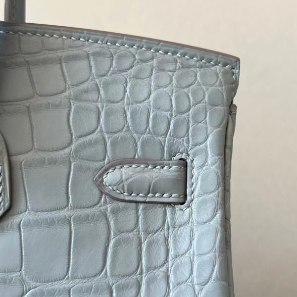 Hermès Brink Matte Alligator crocodile 80 Pearl grey Gold Hardware 25cm Full Handmade