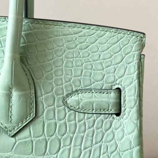 Hermès Birkin Matte Alligator crocodile 6U Mint green Gold Hardware 30cm Full Handmade