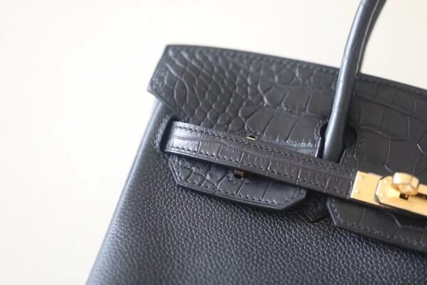 Hermès Birkin togo & Niloticus Black Gold Hardware 25cm Full Handmade