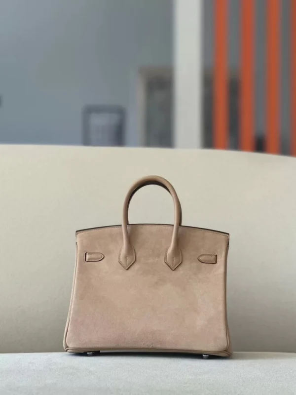 Hermès Birkin Swift & Chamois OM Tea Khaki Silver Hardware 25cm Full Handmade