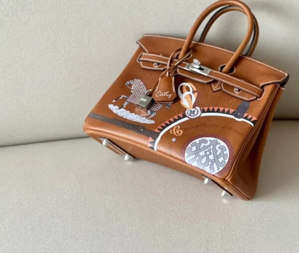 Hermes Birkin Barenia CK37 Golden Brown Silver Hardware 25cm Full Handmade