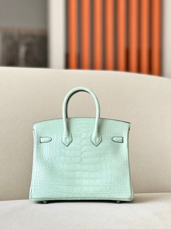 Hermes Birkin Matte Alligator crocodile 6U Mint green Silver Hardware 25cm Full Handmade