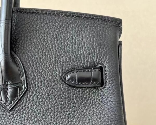 Hermes Birkin Togo & Matte Alligator CK89 Black Gold Hardware 25cm Full Handmade