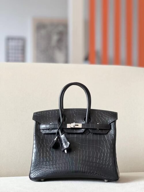 GPC Mode Birkin Matte Niloticus crocodile CK89 Black Silver Hardware 25cm Full Handmade