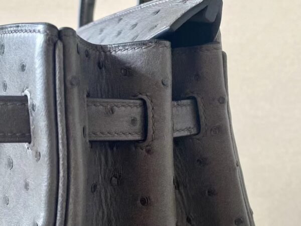 Hermes Birkin Ostrich 8F Etain Grey Gold Hardware 25cm Full Handmade