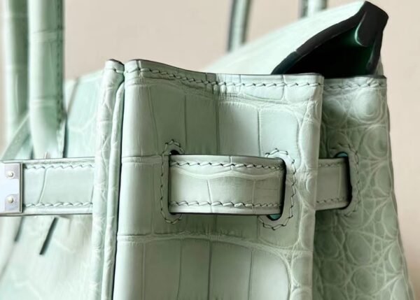 Hermes Birkin Matte Alligator crocodile 6U Mint green Silver Hardware 25cm Full Handmade