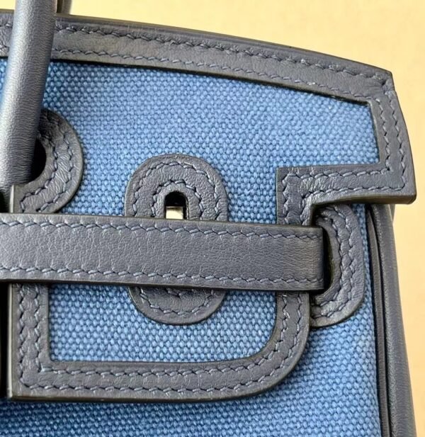 d4fc3f147f97ef0 Hermes Birkin Cargo canvas & swift Dark Blue & Bright Blue Silver Hardware 25cm Full Handmade