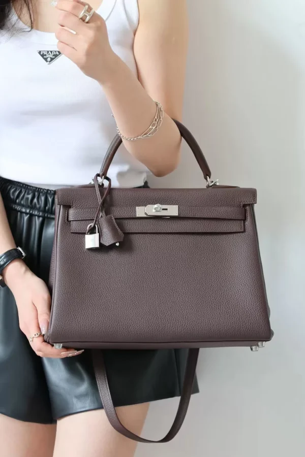 GPC Mode Kelly Togo 4A coffee Silver Hardware 32cm Full Handmade