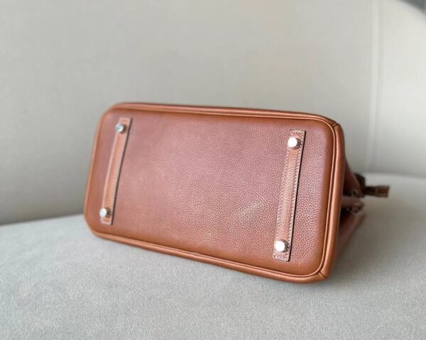 Hermes Birkin Barenia CK37 Golden Brown Silver Hardware 30cm Full Handmade
