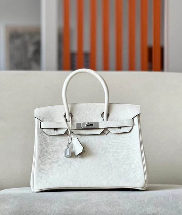 Hermes Birkin Chevre I2 Creamy White Silver Hardware 30cm Full Handmade