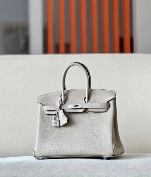 Hermes Birkin Togo Griss Silver Hardware 25cm Full Handmade