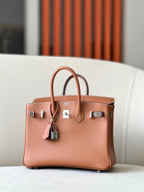 Hermès Birkin Swift CK37 Golden Brown Silver Hardware 25cm Full Handmade