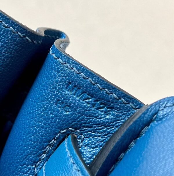 Hermes Birkin Chamois & Swift R2 Agate blue Silver Hardware 25cm Full Handmade