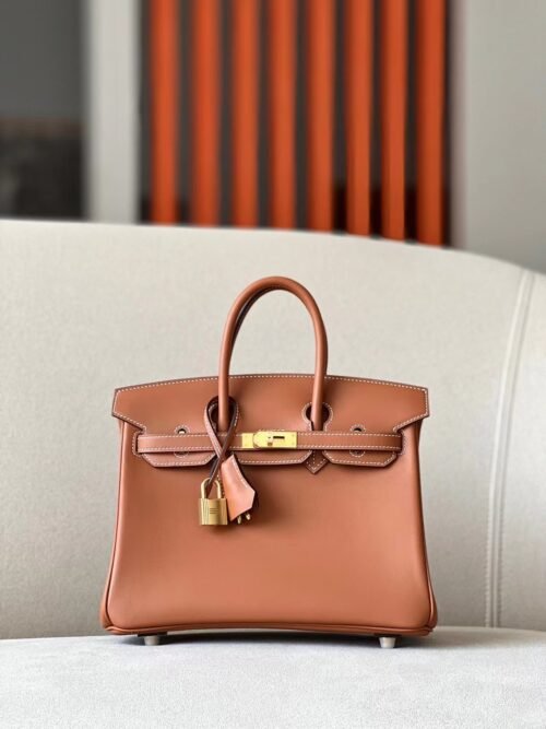 Hermès Birkin Swift CK37 Golden Brown Gold Hardware 25cm Full Handmade
