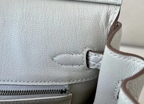 Hermes Birkin Togo & Matte Alligator 8L Ice White Silver Hardware 25cm Full Handmade