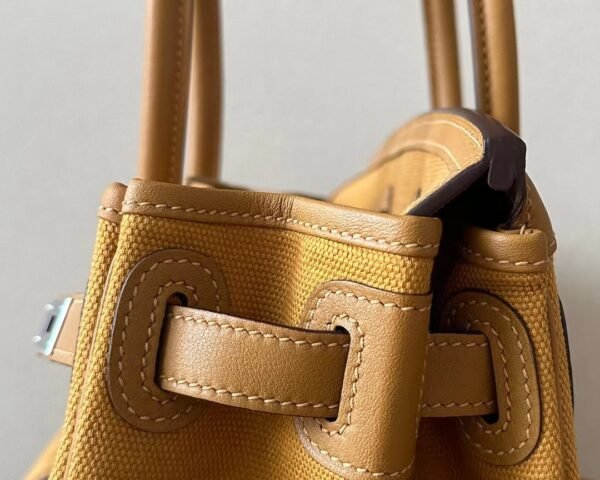Hermès Brikin Canvas & Swift 2S Sesame yellow Silver Hardware 35cm Full Handmade