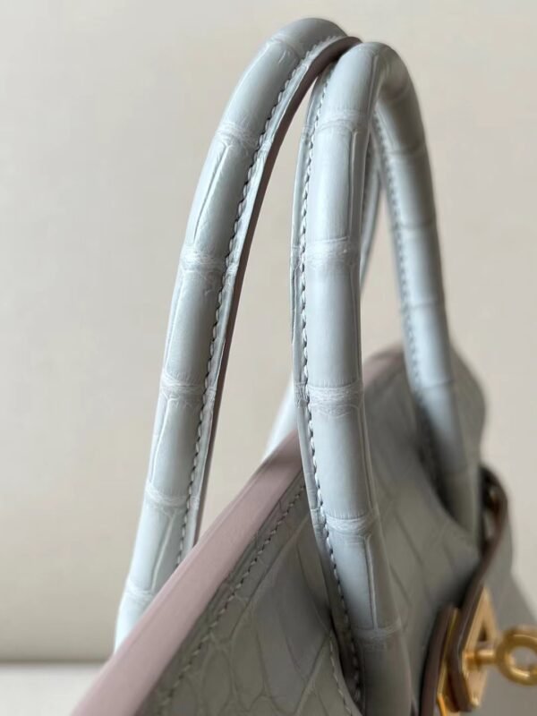 Hermes Birkin Togo & Matte Alligator crocodile 80 Pearl grey Gold Hardware 25cm Full Handmade