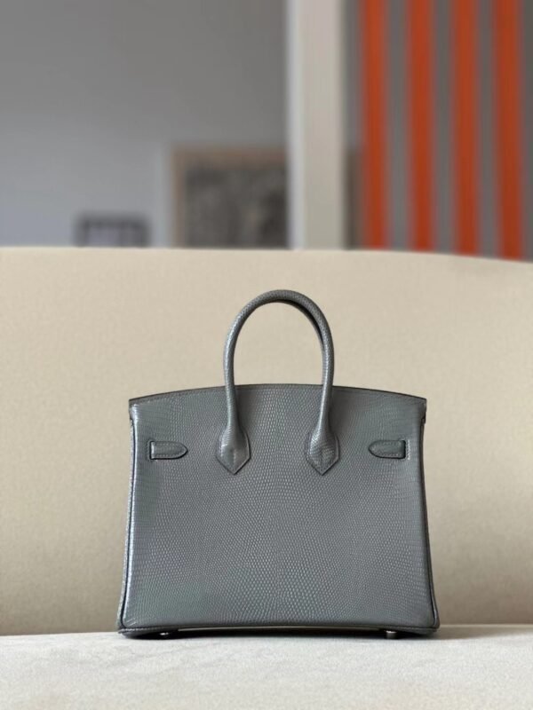 Hermès Brikin Lizard 85 Marbled grey Silver Hardware 25cm Full Handmade