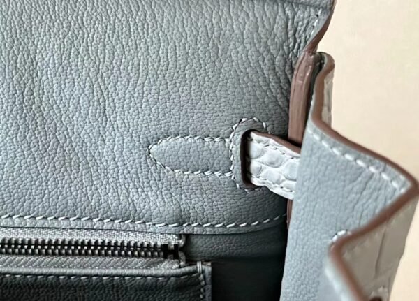 Hermes Birkin Matte Alligator crocodile 80 Pearl grey Silver Hardware 25cm Full Handmade