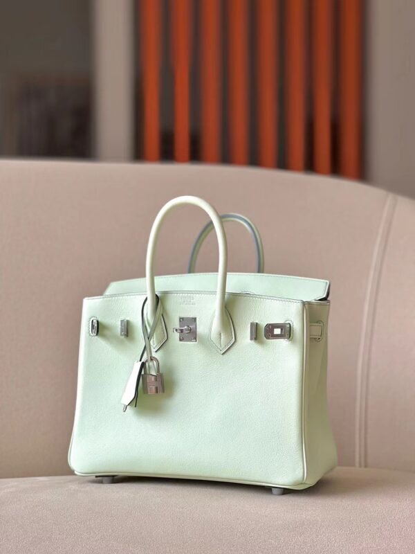 Hermes Birkin Swift 0S Light Green Silver Hardware 25cm Full Handmade
