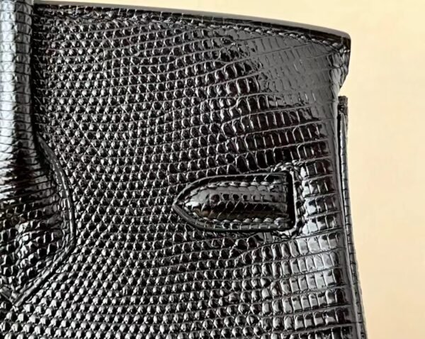 Hermes Birkin Lizard Black Gold Hardware 25cm Full Handmade