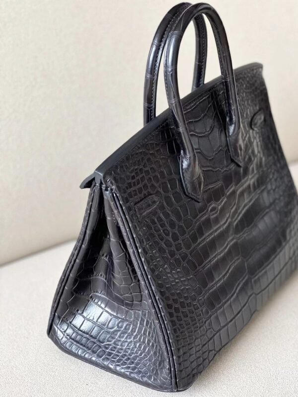 Hermes Birkin Matte Alligator crocodile CK89 Black Gold Hardware 25cm Full Handmade
